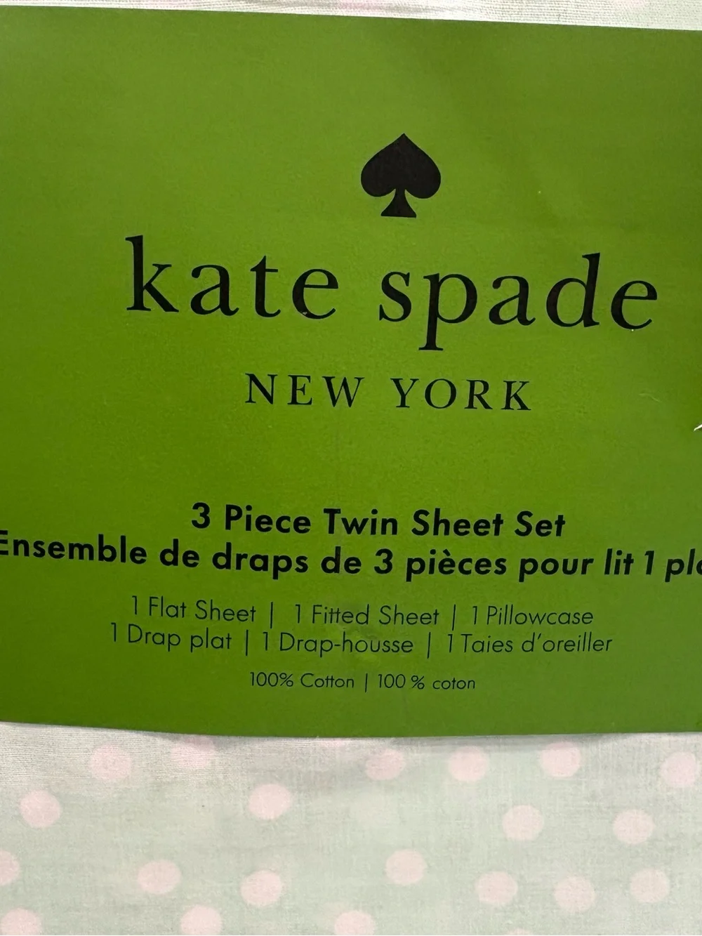 NEW kate spade New York Holiday Scatter Powder Blue Polka Dot Twin Sheet Set